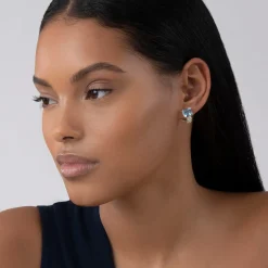 Store Swiss Blue Topaz Huggie Earring Gemstones