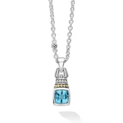 Outlet Swiss Blue Topaz Pendant Necklace Two-Tone