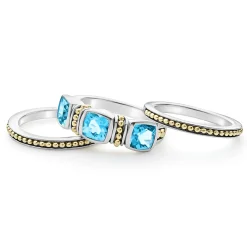 Best Sale Swiss Blue Topaz Stacking Rings Two-Tone