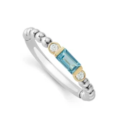 Best Sale Swiss Blue Topaz Stacking Ring With Diamonds Gemstones