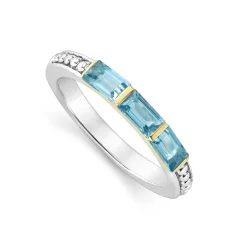Cheap Swiss Blue Topaz Stacking Ring Two-Tone