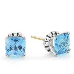 Hot Swiss Blue Topaz Stud Earrings Gemstones