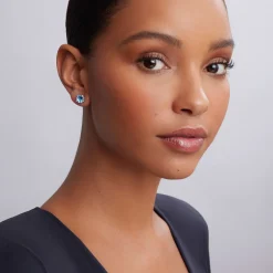 Hot Swiss Blue Topaz Stud Earrings Gemstones