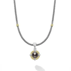 Outlet Tahitian Black Pearl Diamond Caviar Necklace Diamonds