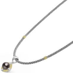 Outlet Tahitian Black Pearl Diamond Caviar Necklace Diamonds