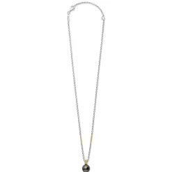 Cheap Tahitian Black Pearl Pendant Necklace Two-Tone