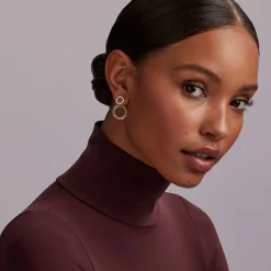 Shop The Drop Double Circle Diamond Drop Earrings Diamonds