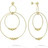 Clearance Three Circle Bead Drop Earrings Gold