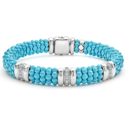 Cheap Three Station Ceramic Diamond Bracelet | 9Mm Silver