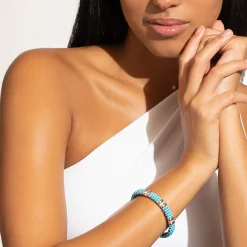 Cheap Three Station Ceramic Diamond Bracelet | 9Mm Silver