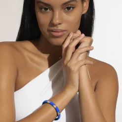 Hot Three Station Ceramic Diamond Bracelet | 9Mm Two-Tone