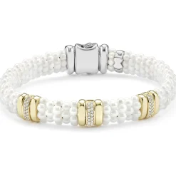 Fashion Three Station Ceramic Diamond Bracelet | 9Mm Diamonds