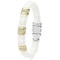 Fashion Three Station Ceramic Diamond Bracelet | 9Mm Diamonds