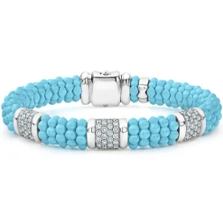 Outlet Three Station Ceramic Diamond Bracelet | 9Mm Silver