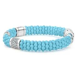 Outlet Three Station Ceramic Diamond Bracelet | 9Mm Silver