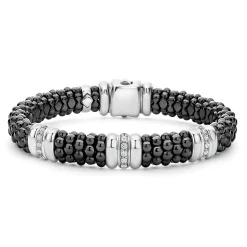 Cheap Three Station Ceramic Diamond Bracelet | 9Mm Two-Tone