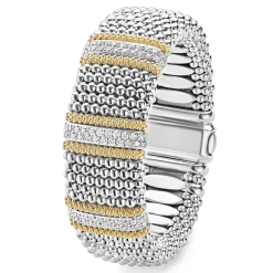Fashion Three Station Diamond Caviar Bracelet | 23Mm Diamonds