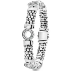 Hot Three Station Diamond Circle Caviar Bracelet | 9Mm Diamonds