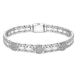 Clearance Three Station Diamond Link Bracelet Silver