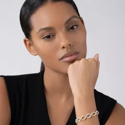 Cheap Three Station Diamond Link Bracelet Two-Tone