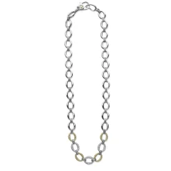 Sale Three Station Diamond Link Necklace Two-Tone