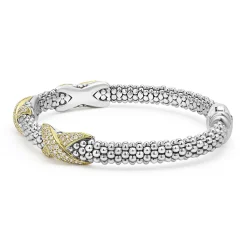 Hot Three Station Diamond X Caviar Bracelet | 6Mm Diamonds