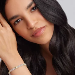 Hot Three Station Gold X Diamond Caviar Bracelet | 6Mm Caviar Bracelets