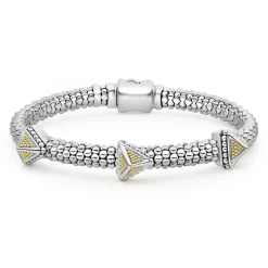 Sale Three Station Pyramid Caviar Bracelet | 6Mm Two-Tone