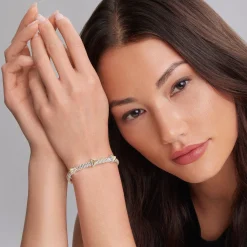 Sale Three Station Pyramid Caviar Bracelet | 6Mm Two-Tone