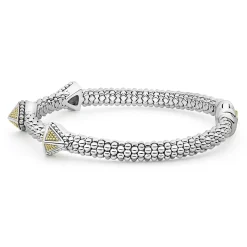 Sale Three Station Pyramid Caviar Bracelet | 6Mm Two-Tone