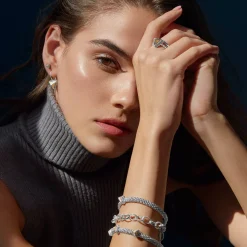 Sale Three Station Pyramid Caviar Bracelet | 6Mm Two-Tone