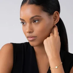 Shop Three Station Round Mother Of Pearl Bracelet Gold