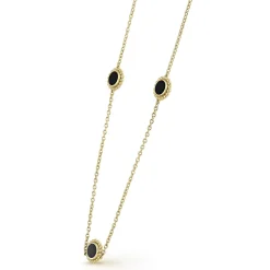 Sale Three Station Round Onyx Necklace Gemstones