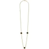 Best Sale Three Station Round Onyx Necklace Gold