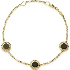 Sale Three Station Round Onyx Bracelet Gold