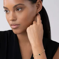 Sale Three Station Round Onyx Bracelet Gold