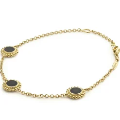 Sale Three Station Round Onyx Bracelet Gold