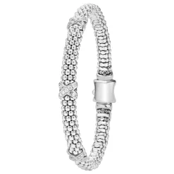 Sale Three Station Silver X Diamond Bracelet | 6Mm Silver