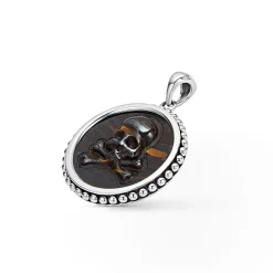 Cheap Tiger Iron Skull Crossbone Amulet Amulets