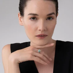 Fashion Turquoise Beetle Diamond Ring Gemstones