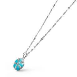 New Turquoise Flower Pendant Necklace Silver