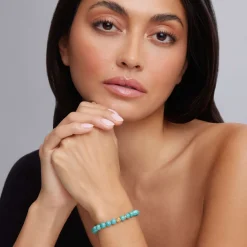 Best Sale Turquoise Gold Station Bead Bracelet Gold