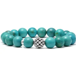 Cheap Turquoise Silver Station Bead Bracelet Silver