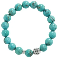 Cheap Turquoise Silver Station Bead Bracelet Silver