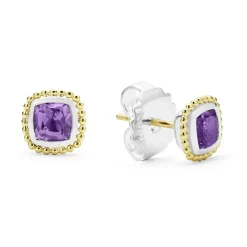 Store Two-Tone Amethyst Stud Earrings Two-Tone