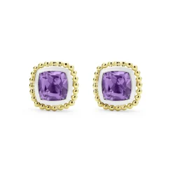 Store Two-Tone Amethyst Stud Earrings Two-Tone