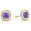 Hot Two-Tone Amethyst Stud Earrings Gemstones