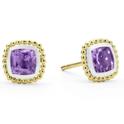 Hot Two-Tone Amethyst Stud Earrings Gemstones