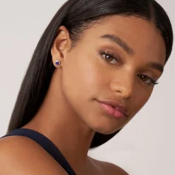 Hot Two-Tone Amethyst Stud Earrings Gemstones