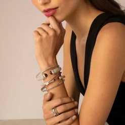 Store Two-Tone Caviar Beaded Bangle Two-Tone